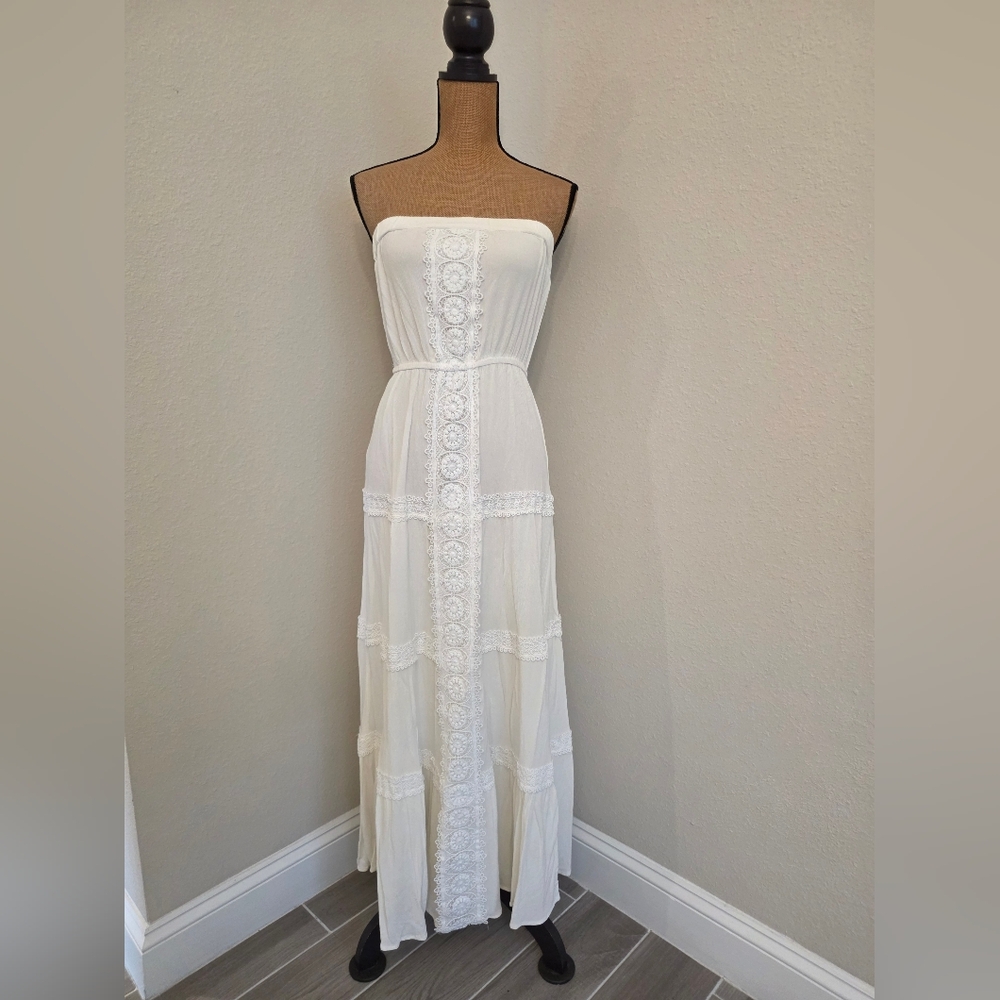 Justify Strapless Cream Maxi Dress